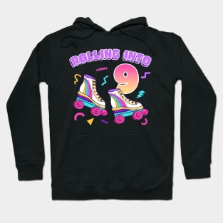 Rolling Into 9th Birthday Girls Roller Skate B-day Gift For Girls kids Hoodie